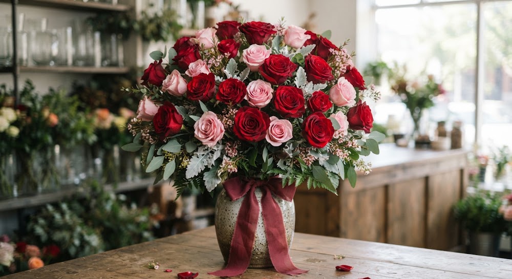 Ramo de rosas premium con etiqueta Timoteo